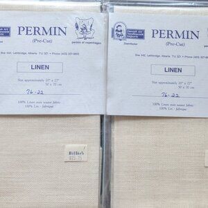 Permin 100% Linen Needlework Fabric #76-22 - 2 Packs Each 28 Count